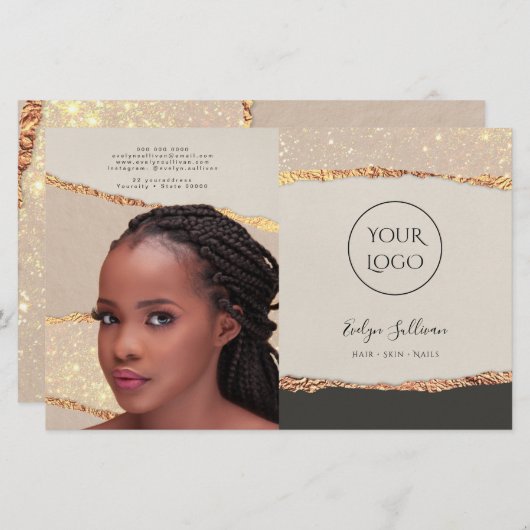 Broschüre "Gold Black Shimmer Paper Bifold" (Vorne/Hinten)