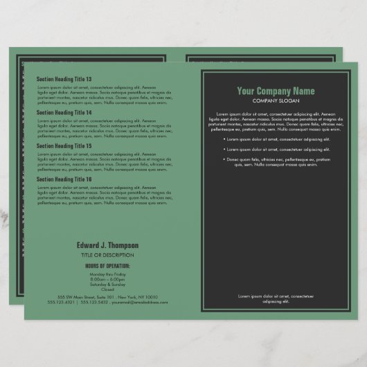 Broschüre "Grau Green Simple Border" (Vorne/Hinten)