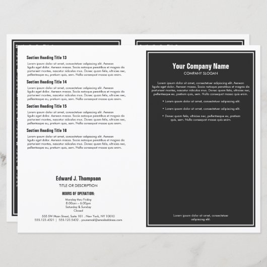 Broschüre "Grau White Simple Border" (Vorne/Hinten)