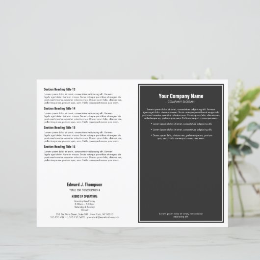 Broschüre "Grau White Simple Border" (Stehend Vorderseite)