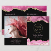 Broschüre "hot pink agate bifold" (Vorne/Hinten)