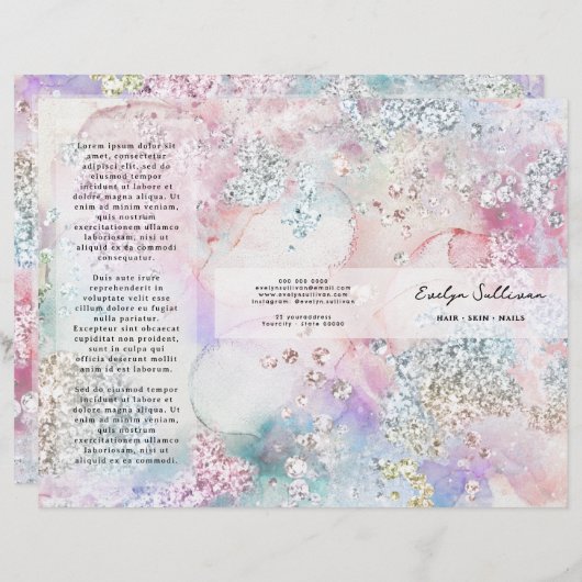 Broschüre "Imitate iridescent Aquarell Glitzer" (Vorne/Hinten)