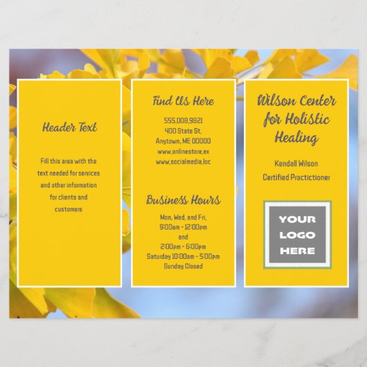 Broschüre mit gegliederten Gingko-Geschäftslogos (Vorne)