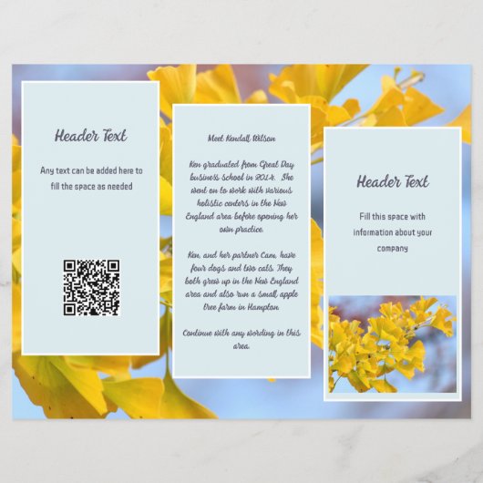 Broschüre mit gegliederten Gingko-Geschäftslogos (Hinten)