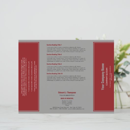 Broschüre "Red Gray Simple Border" (Stehend Vorderseite)