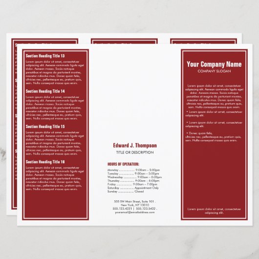 Broschüre "Red White Simple Border" (Vorne/Hinten)