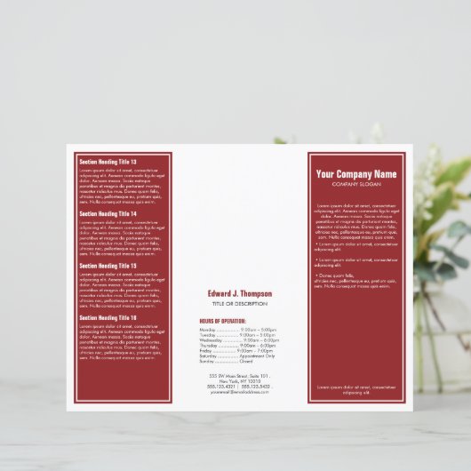 Broschüre "Red White Simple Border" (Stehend Vorderseite)