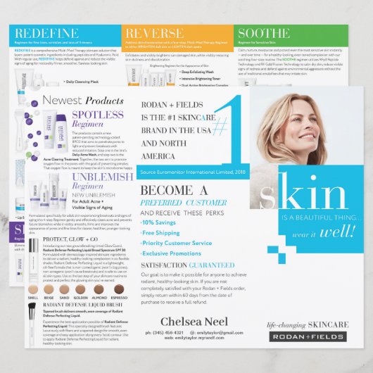 Broschüre Rodan and Fields Tri-Fold (Vorne/Hinten)