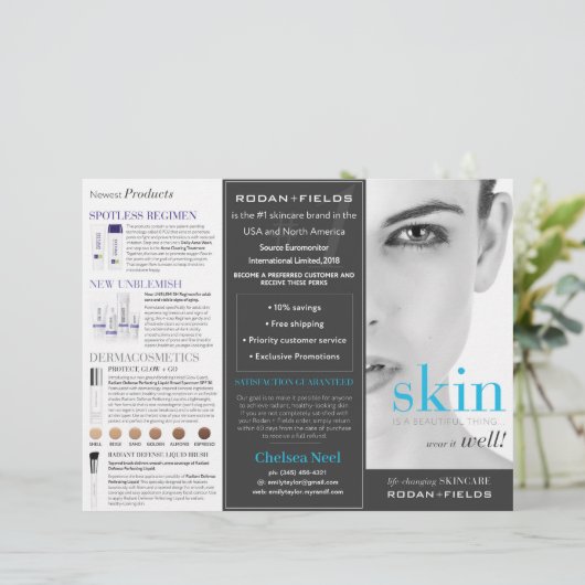 Broschüre Rodan and Fields Tri-Fold (Stehend Vorderseite)