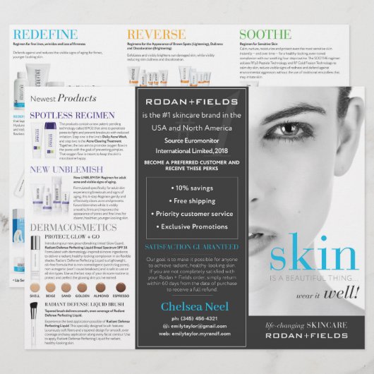 Broschüre Rodan and Fields Tri-Fold (Vorne/Hinten)