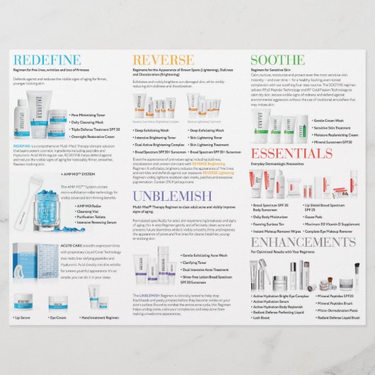 Broschüre Rodan and Fields Tri-Fold (Rückseite)