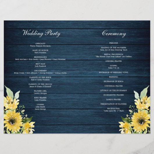 Broschüre "Rustic Sunflower Greenerity Wedding Pro (Hinten)