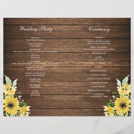 Broschüre "Rustic Sunflower Greenerity Wedding Pro (Hinten)