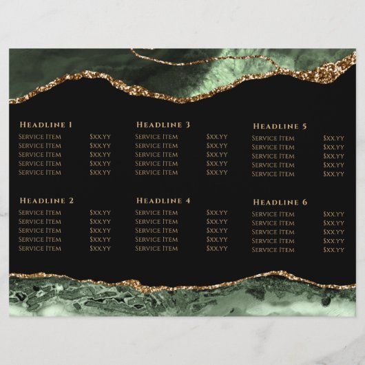 Broschüre "Sage green" und "Gold" (Rückseite)