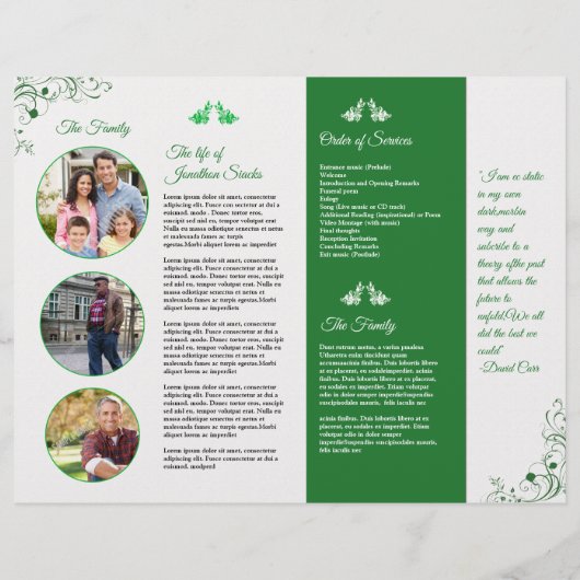 Broschüre über das Beerdigungsprogramm (Hinten)