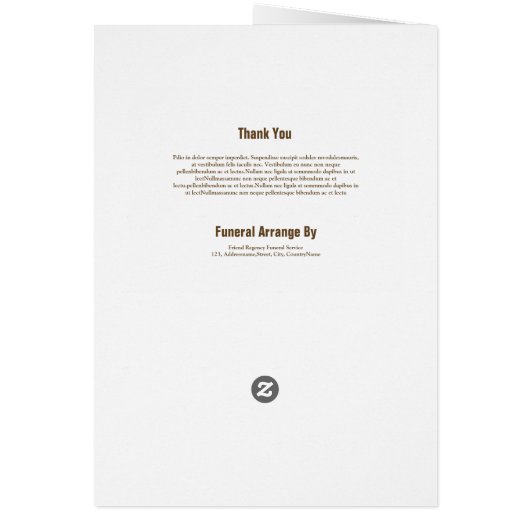 Broschüre über das Beerdigungsprogramm (Hinten)