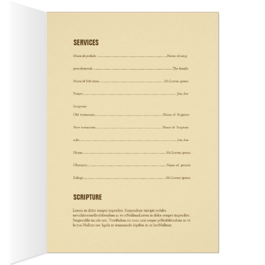 Broschüre über das Beerdigungsprogramm (Innen (Rechts))