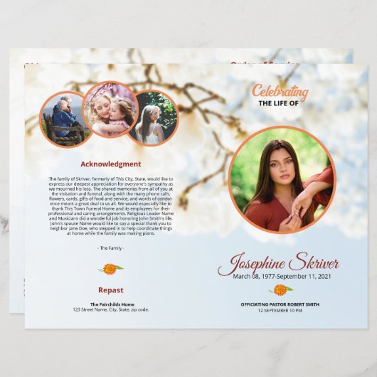 Broschüre über das Beerdigungsprogramm (Vorne/Hinten)