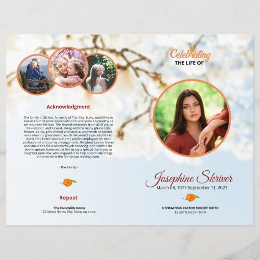 Broschüre über das Beerdigungsprogramm (Vorderseite)