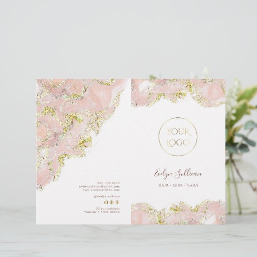 Broschüre über das Design-Menü "Rosa Marmor" (Stehend Vorderseite)