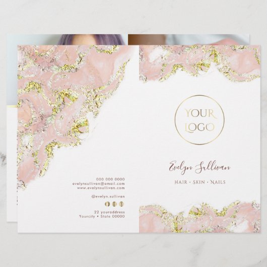 Broschüre über das Design-Menü "Rosa Marmor" (Vorne/Hinten)