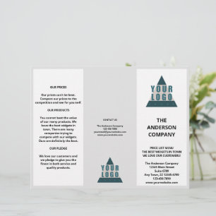 Broschüre über die Liste der Preise für Firmenlogo