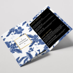 Broschüre Vintag-blau-weiß-florales Muster