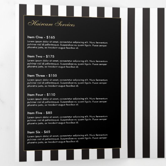 Broschüre Vintag gestreifter Salon (Innen Erste Seite)