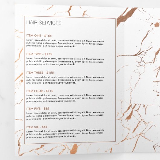 Broschüre "White and Rose Gold Marmorsalon" (Innen Erste Seite)