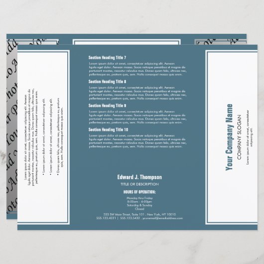 Broschüre "White Cyan Simple Border" (Vorne/Hinten)