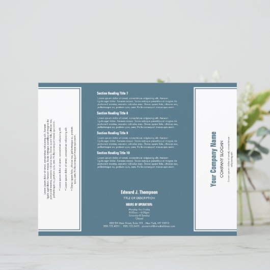 Broschüre "White Cyan Simple Border" (Stehend Vorderseite)