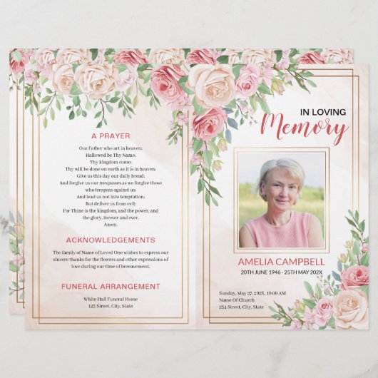 Broschüre zum Beerdigungsprogramm | ROSE (Vorne/Hinten)