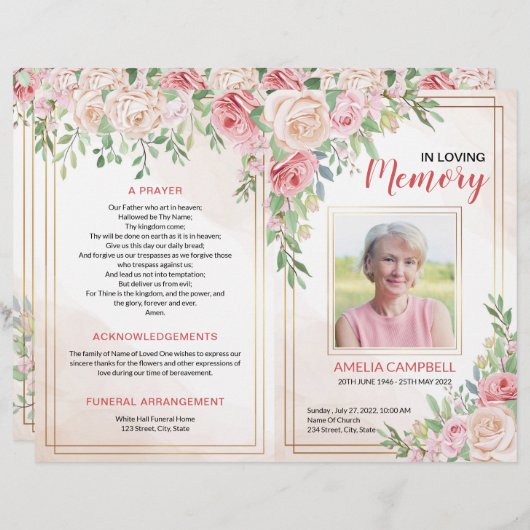 Broschüre zum Beerdigungsprogramm | ROSE (Vorne/Hinten)