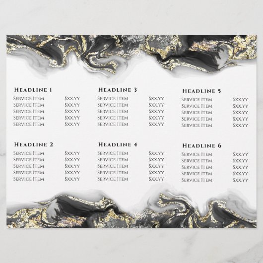 Broschüre zum Design von schwarzem Marmor (Rückseite)