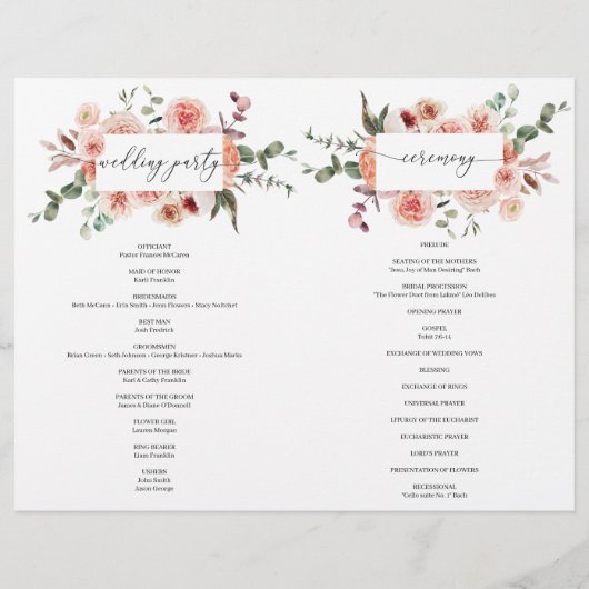 Broschüre zum geflochtenen Boho-Hochzeitsprogramm (Hinten)