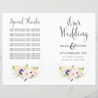 Broschüre zum Hochzeitsprogramm für Frühlingsflora