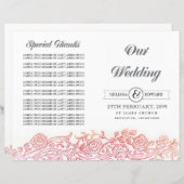 Broschüre zum Hochzeitsprogramm für Vintage Blumen (Vorne/Hinten)