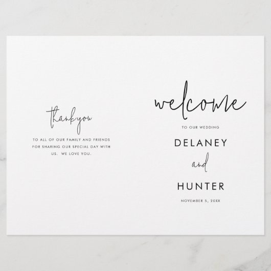 Broschüre zum klassischen Minimalistischen Hochzei (Vorne)