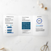 Broschüre zum Marketing in blauer und weißer Farbe (Innenseite)