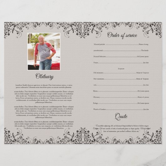 Broschüre zum Memorial Funerary Program Template (Hinten)