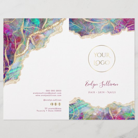 Broschüre zum Opal-Service von Fuchsia aquamarine (Vorderseite)