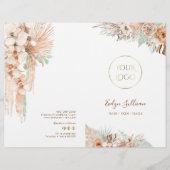 Broschüre zum Service in Beige und Minze (Vorderseite)