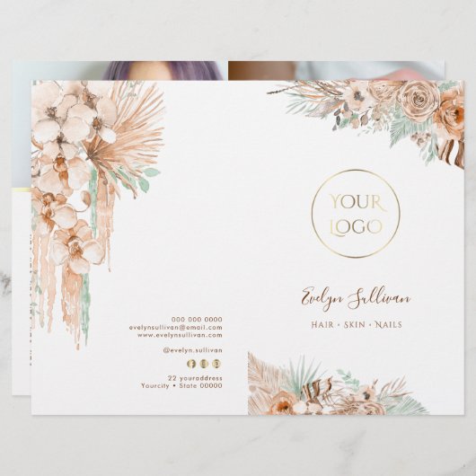 Broschüre zum Service in Beige und Minze (Vorne/Hinten)