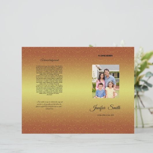 Broschüre zur Beerdigung (Stehend Vorderseite)