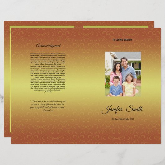 Broschüre zur Beerdigung (Vorne/Hinten)