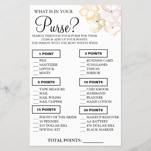 Broschüren Was ist in Ihrer Handtasche Shower-Spie (Vorne)