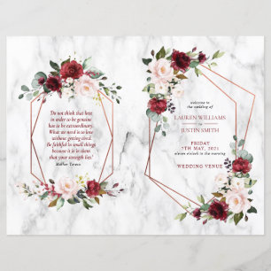 Broschürenprogramm für Burgund-Flora-Hochzeiten 1/