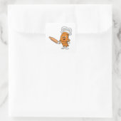 Brot als Koch mit rollendem Button Quadratischer Aufkleber (Tasche)