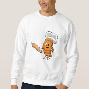 Brot als Koch mit rollendem Button Sweatshirt