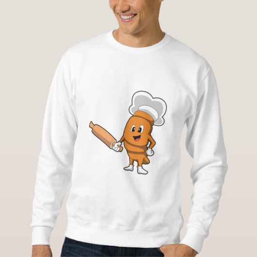 Brot als Koch mit rollendem Button Sweatshirt (Vorderseite)